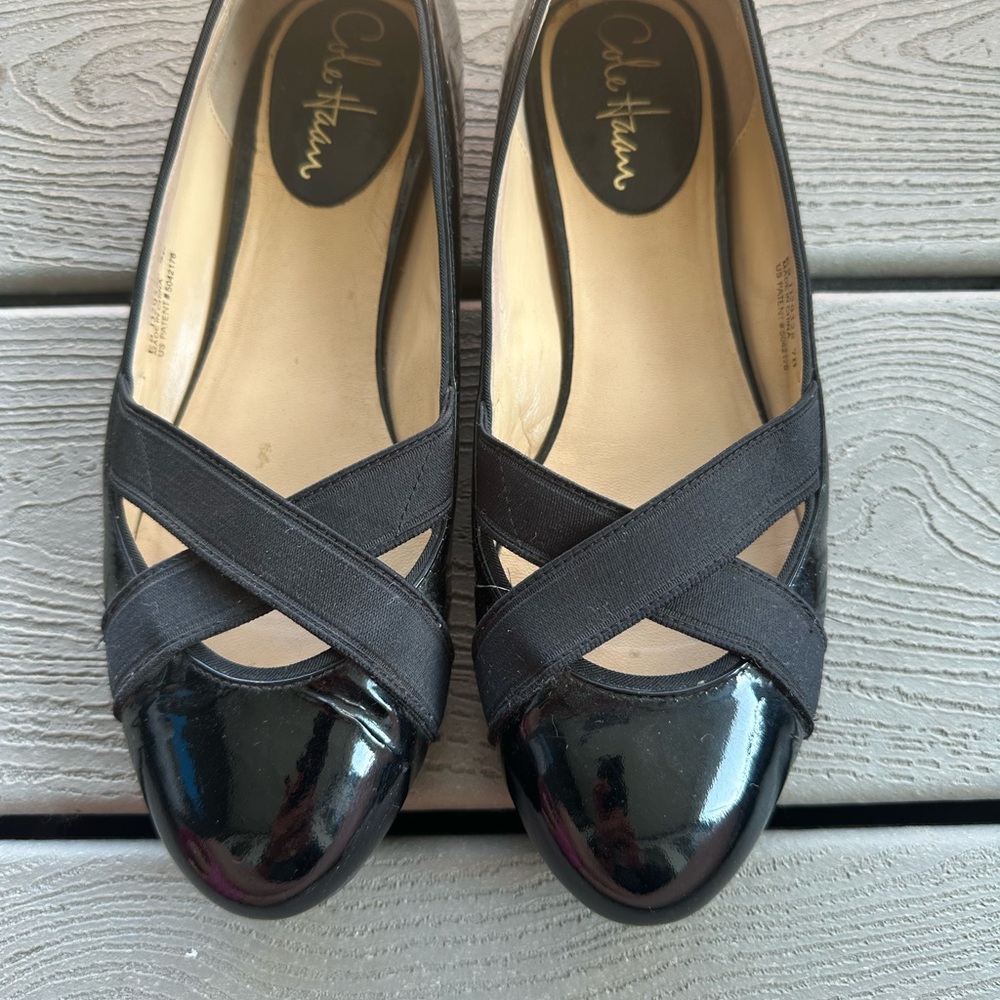 Cole Haan Nike Air Black Flats with Crisscross Design